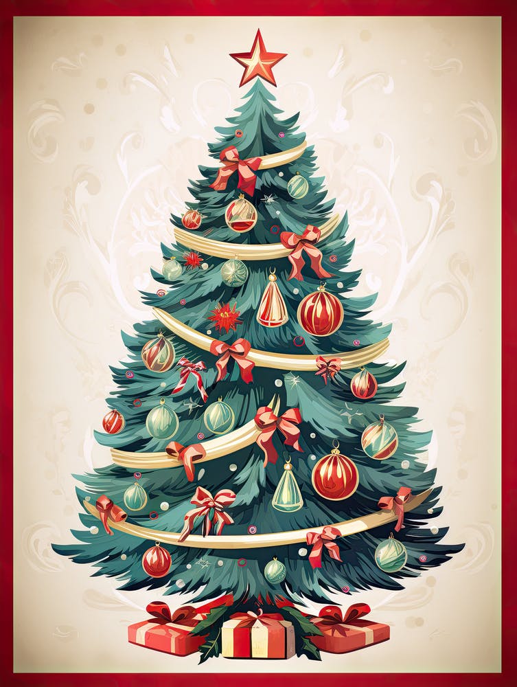 Christmas Tree, Vintage Postcard 1
