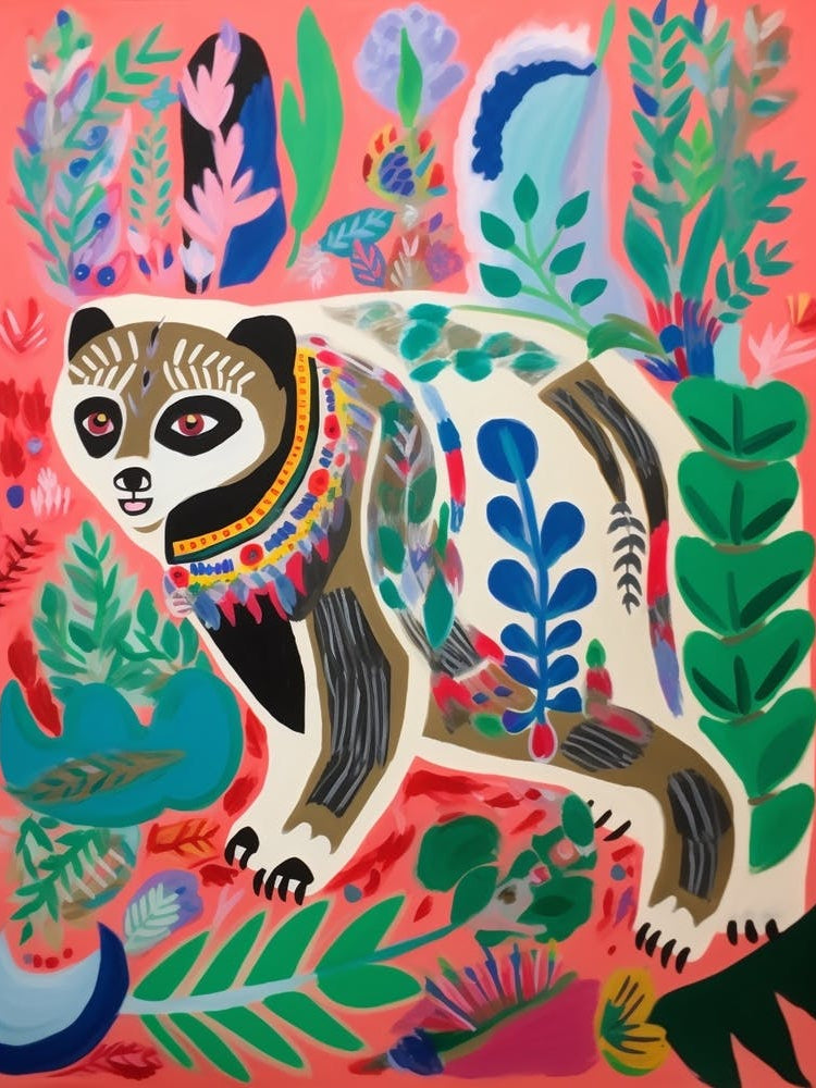 Maximalist Animal Painting Raccoon 6