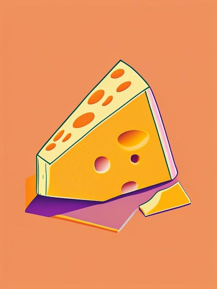 Limburger Cheese Dairy Food Minimal Line Drawing 2