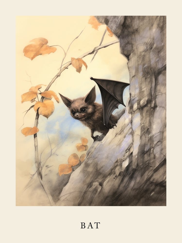 Beatrix Potter Inspiriertes Tier Aquarell Fledermaus