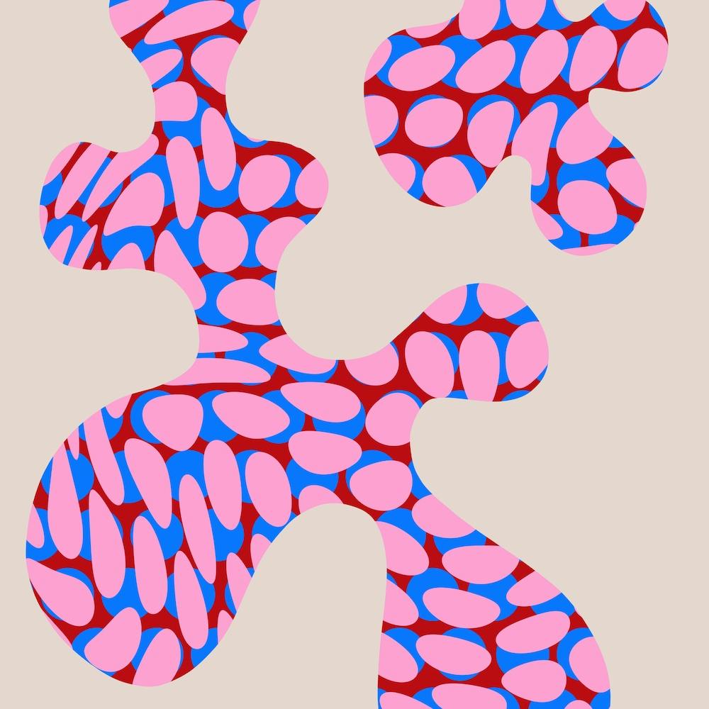 Abstract Dots Pink Square