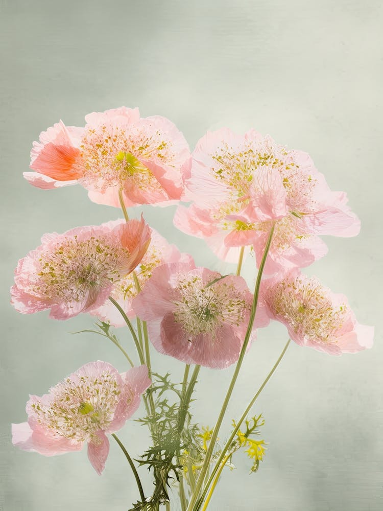 Queen Annes Lace Flowers Acrylic Painting In Pastel Colours 3