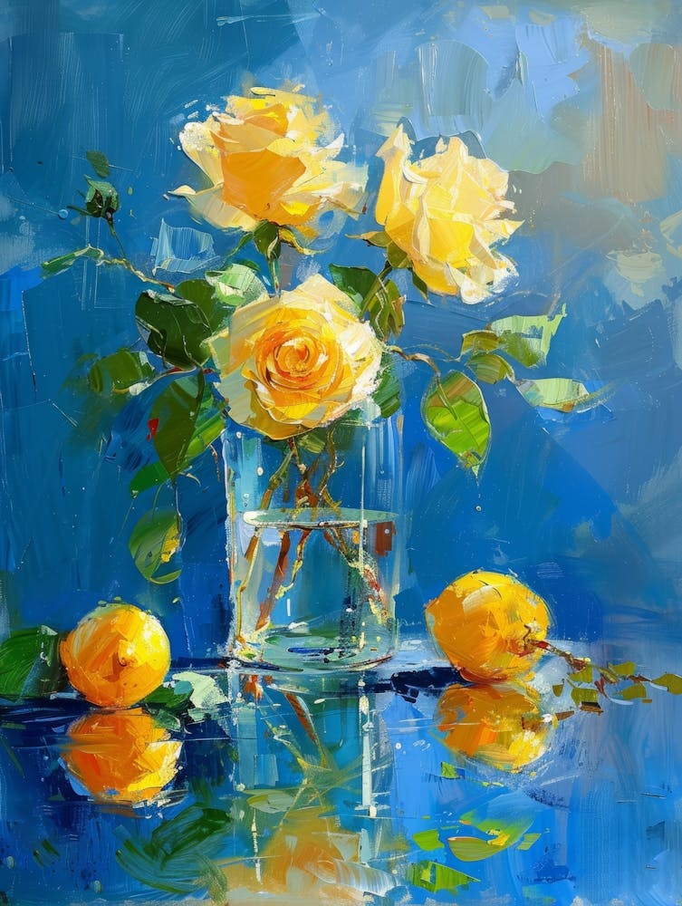 Yellow Roses In A Vase 2