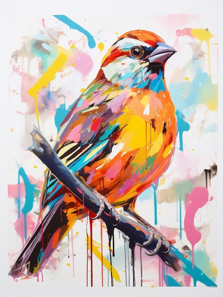 Colourful Bird Painting Sparrow 4