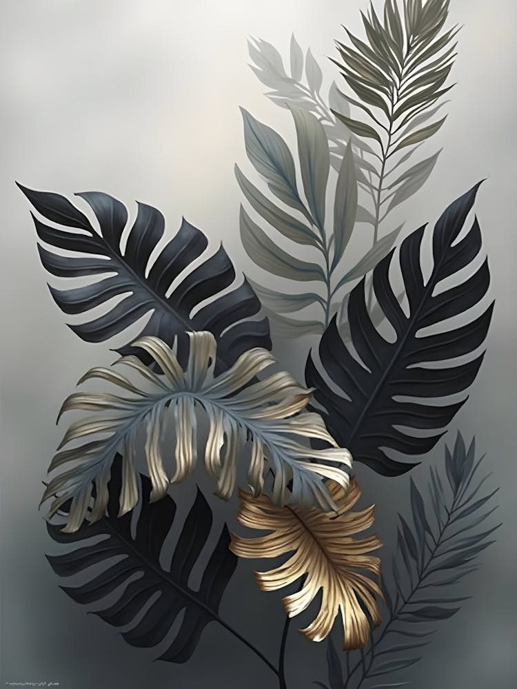 Black And Gold Leaves 1