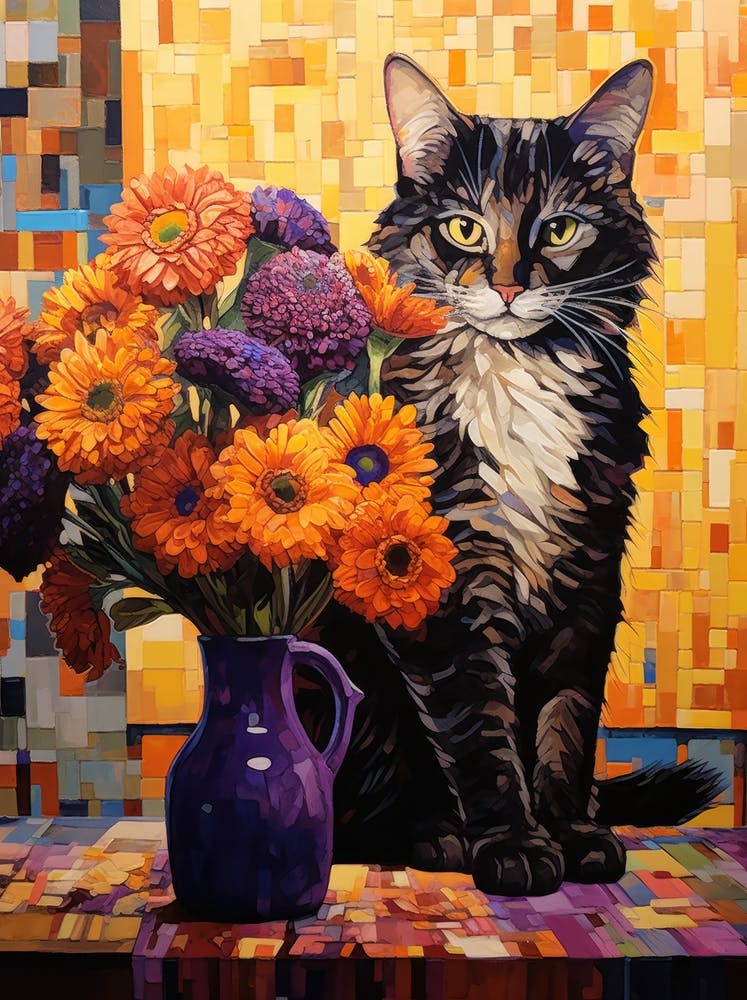 Cat With Flowers 3