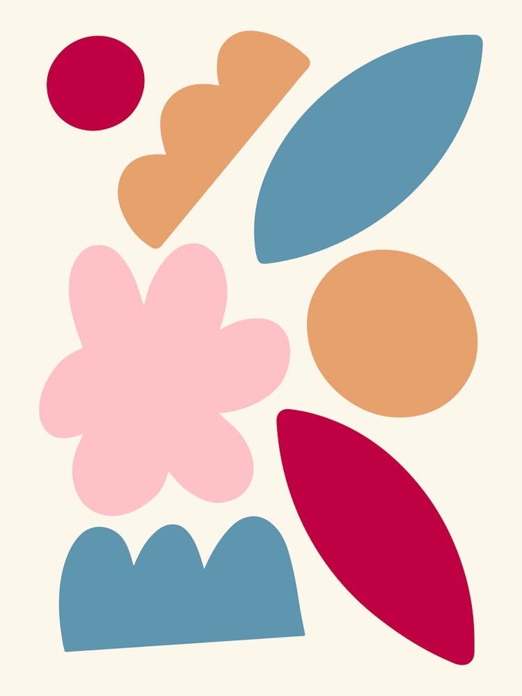 Abstract Floral Painting Shapes Colorful