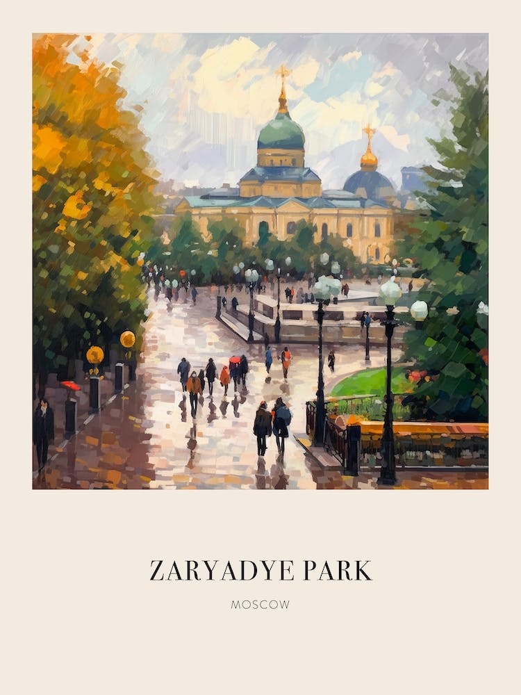 Zaryadye Park Moscow Russia 2 Vintage Cezanne Inspired Poster
