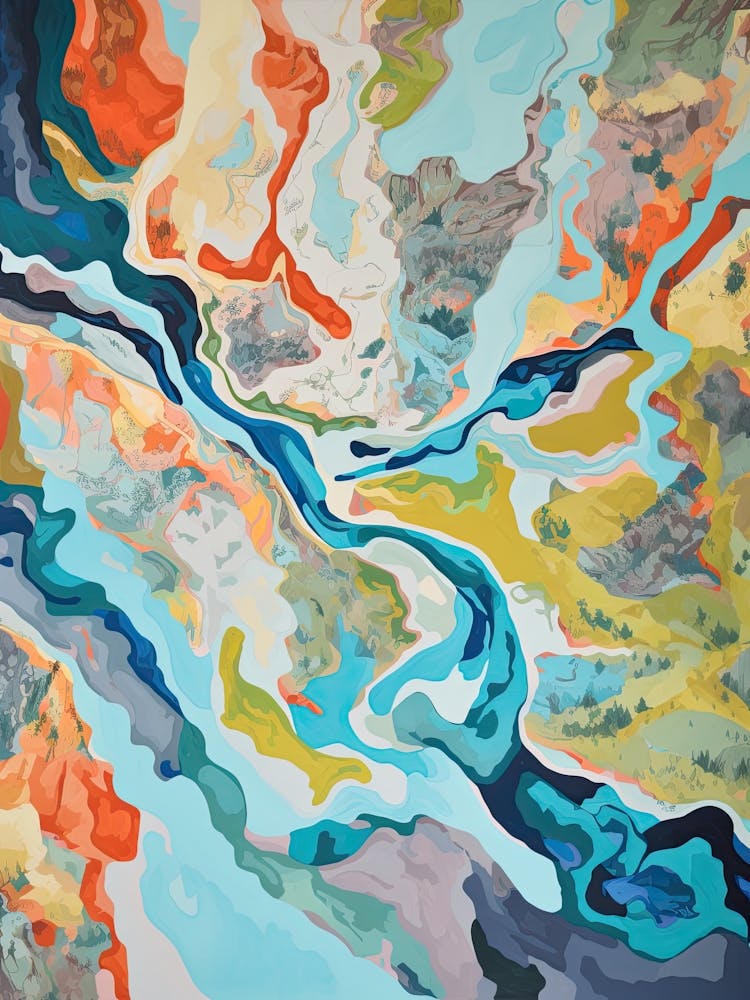 Mountains In Summer Aerial View Painting 2