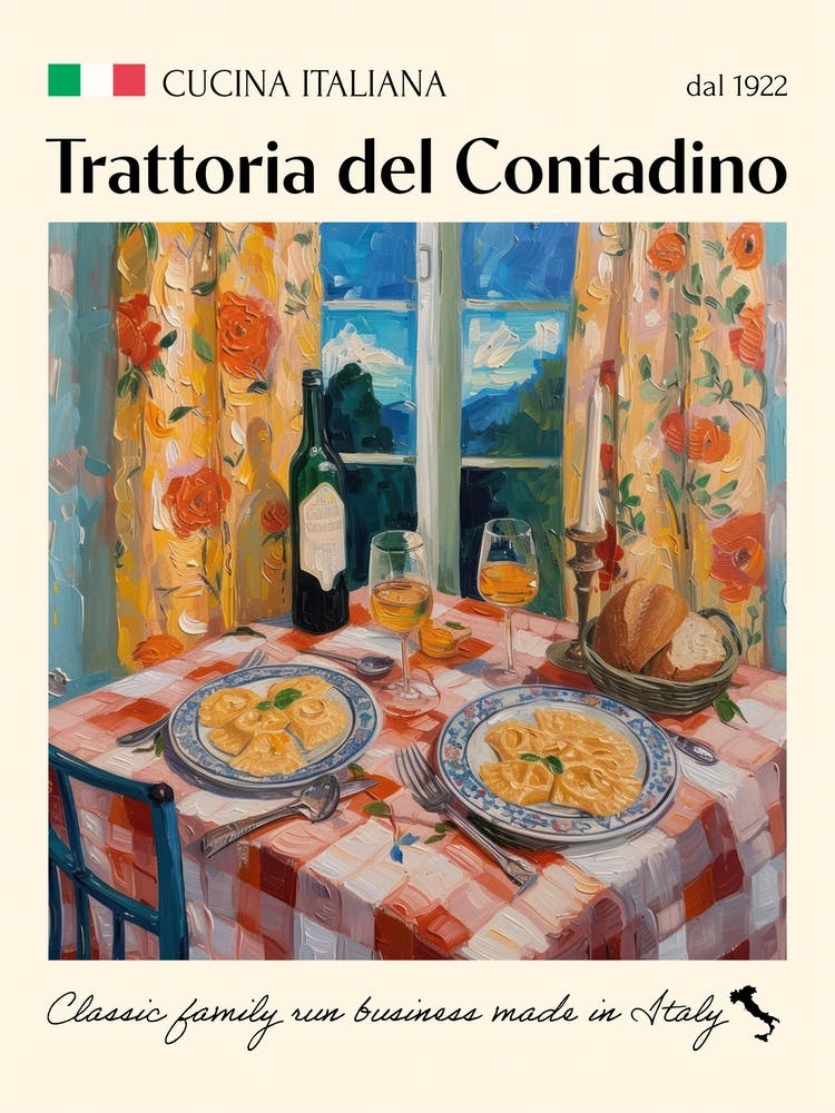 Trattoria Del Contadino Trattoria Italian Poster Food Kitchen