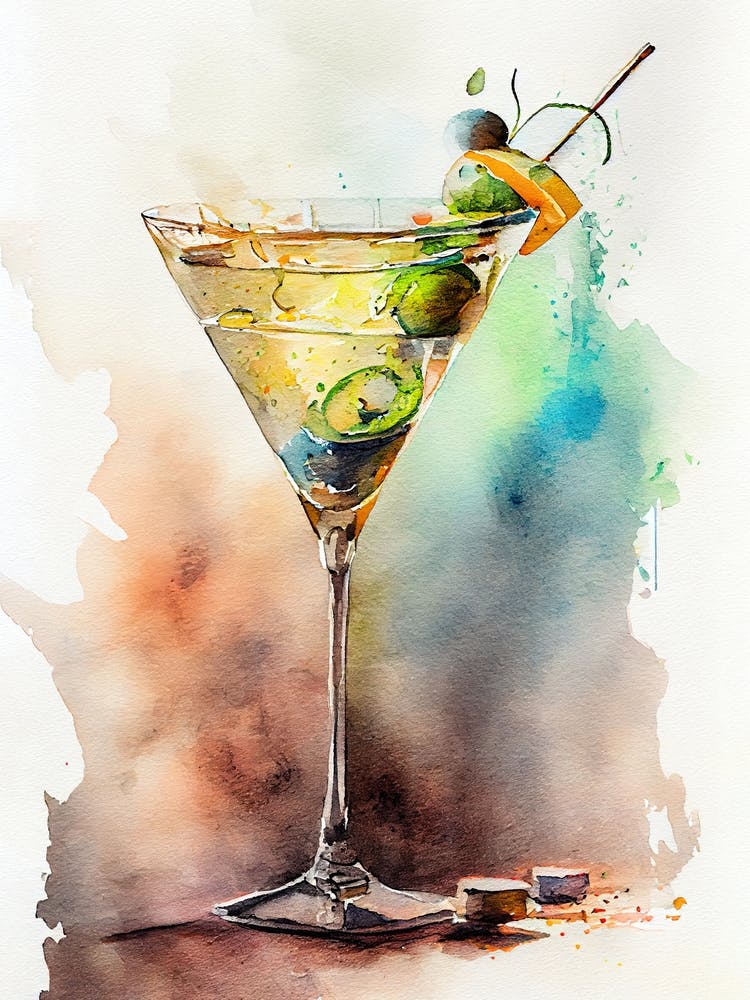 Martini Watercolor Painting drinks