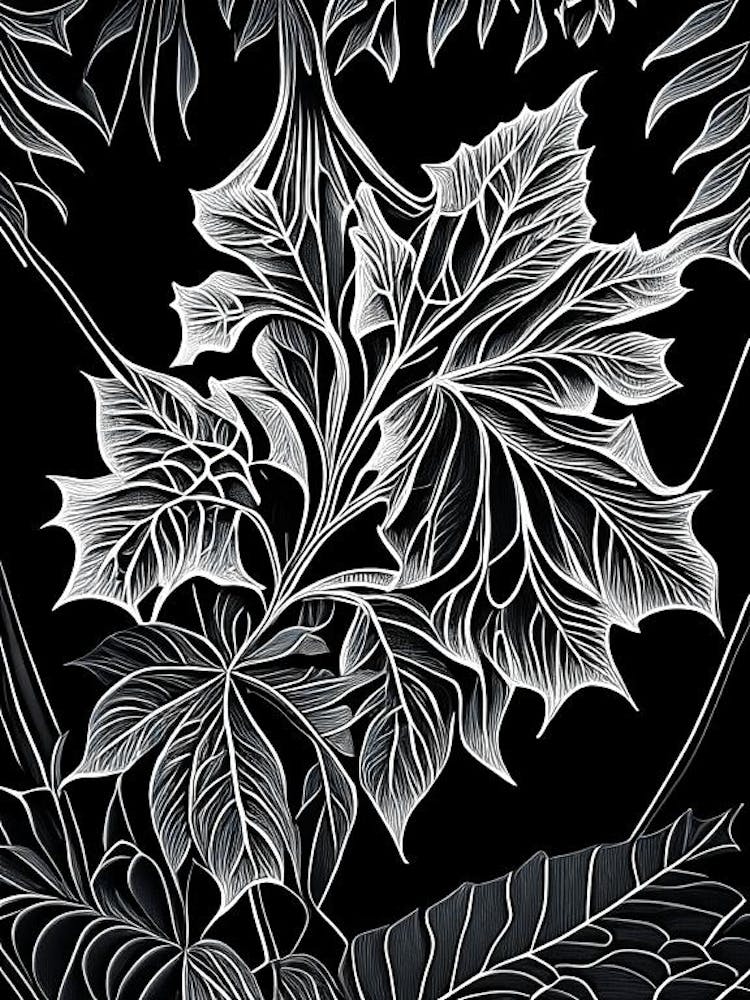 Moonseed Leaf Linocut