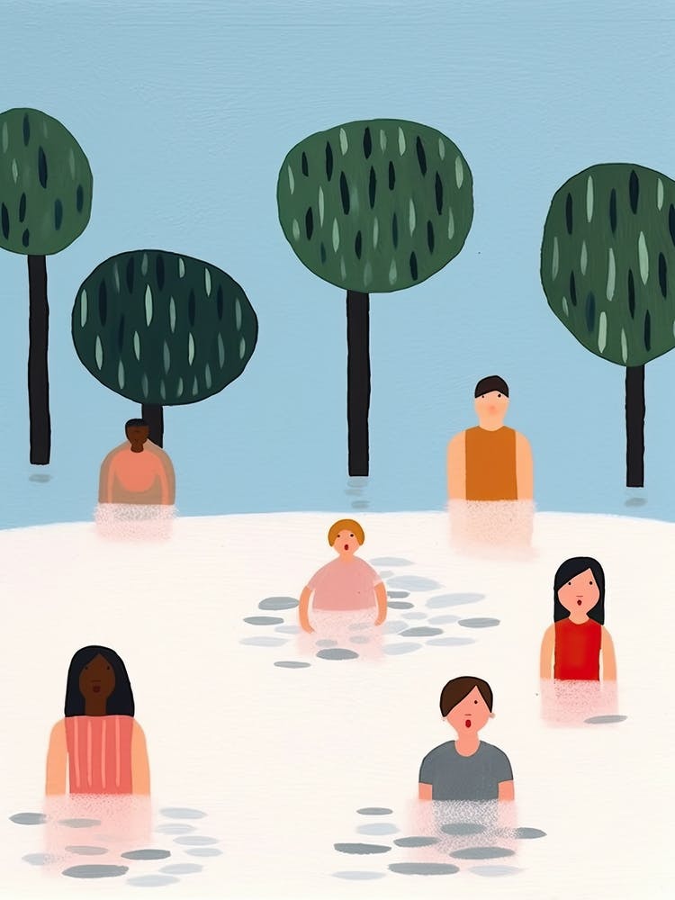 Tiny People At The Pool Illustration 2