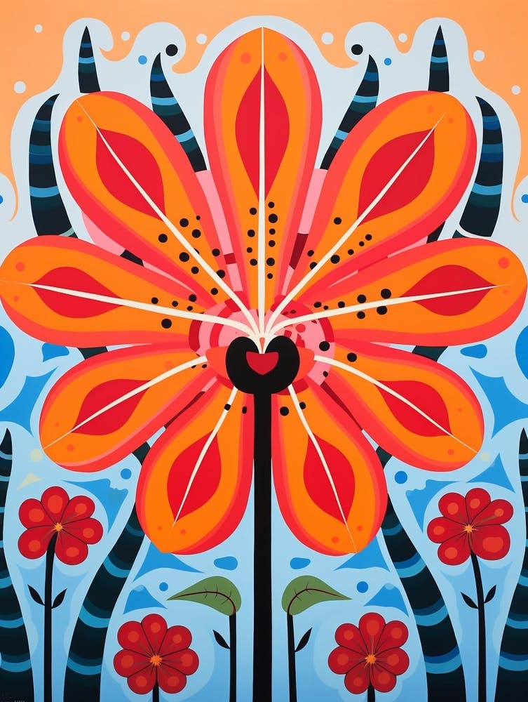 Flower Motif Painting Gloriosa Lily