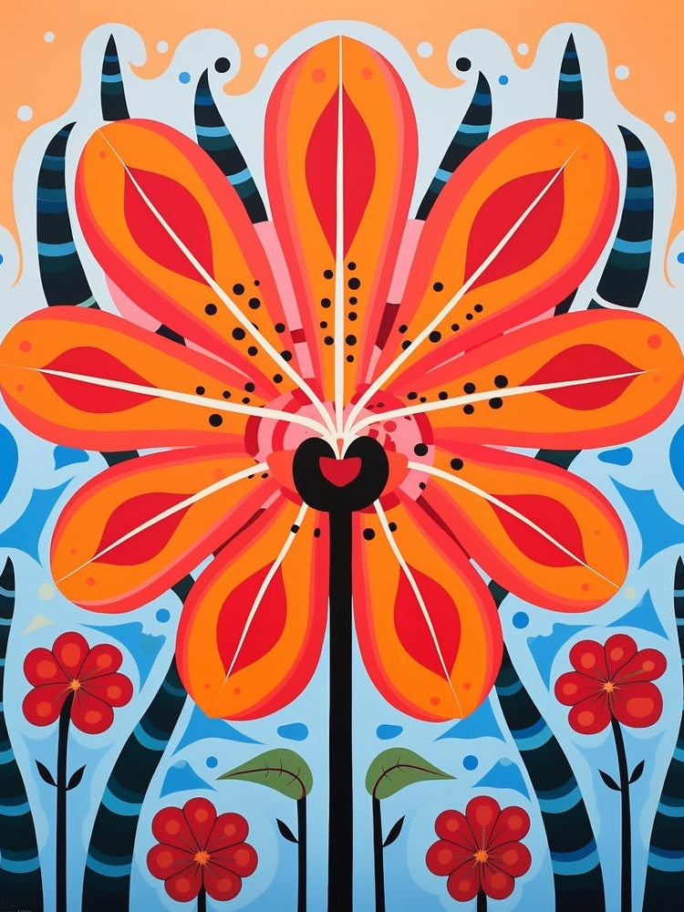 Flower Motif Painting Gloriosa Lily