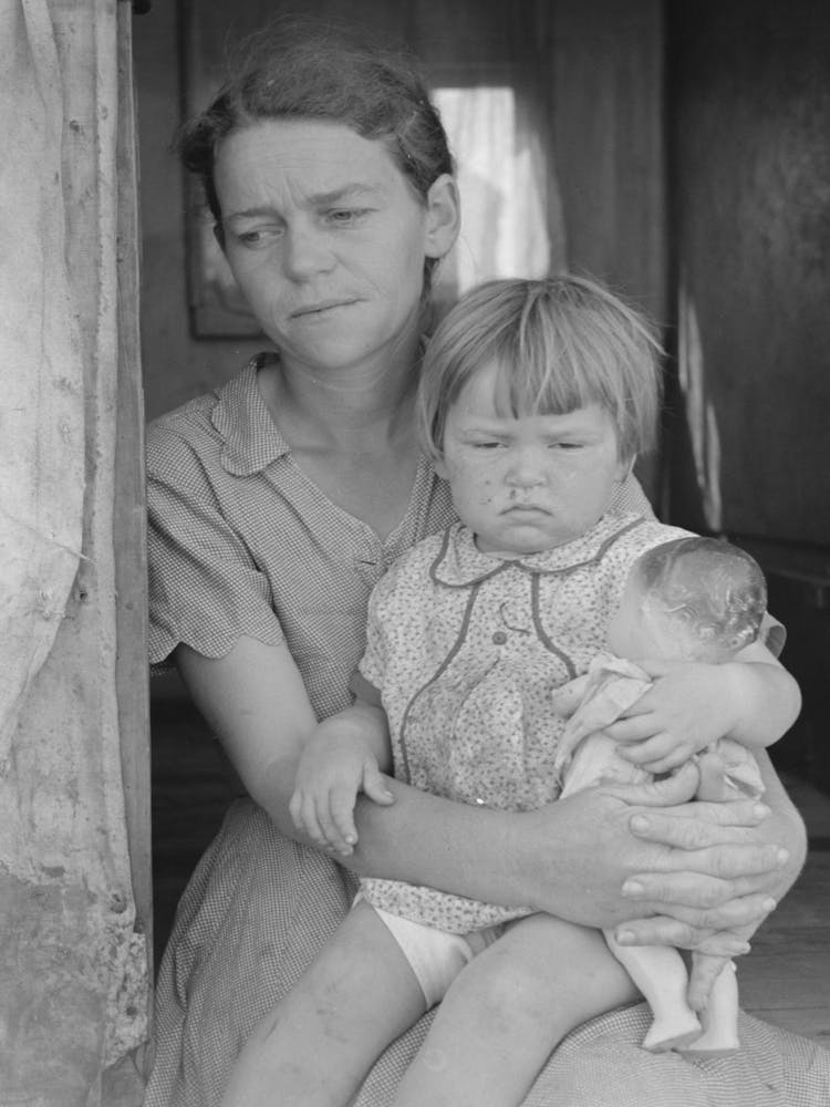 White Migrant Mother With Daughter In Door Of Trailer Home Near Weslaco, Texas By Russell Lee