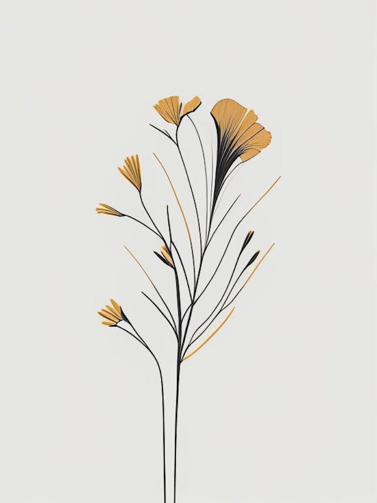 Flax Floral Minimal Line Drawing 1 Flower