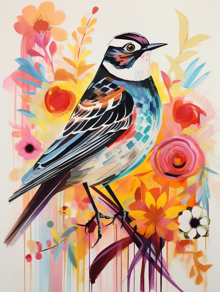 Bird Painting Collage Lark 1