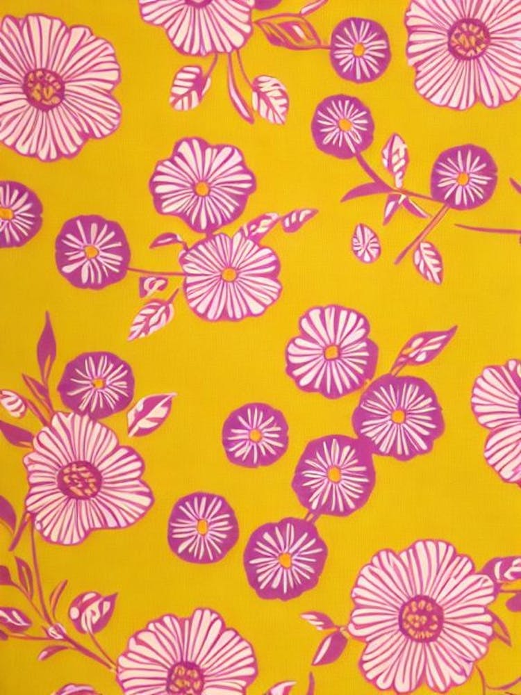 Violets Floral Print Warm Tones 1 Flower