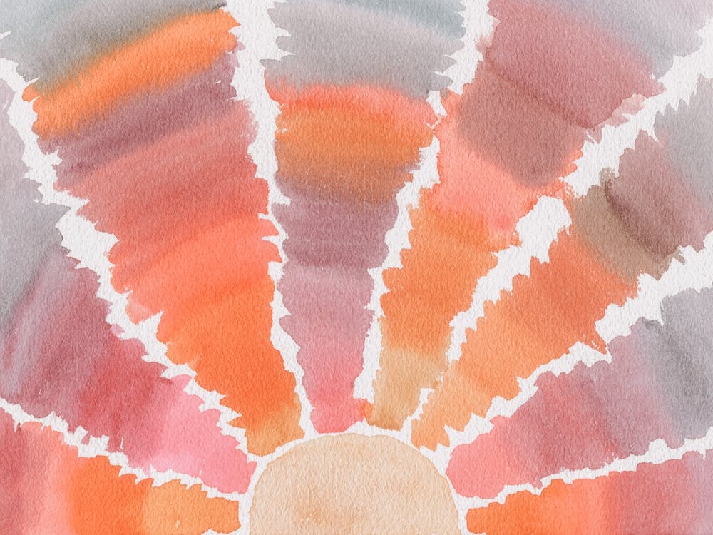 Summer Sun, Watercolor Sunset, Boho