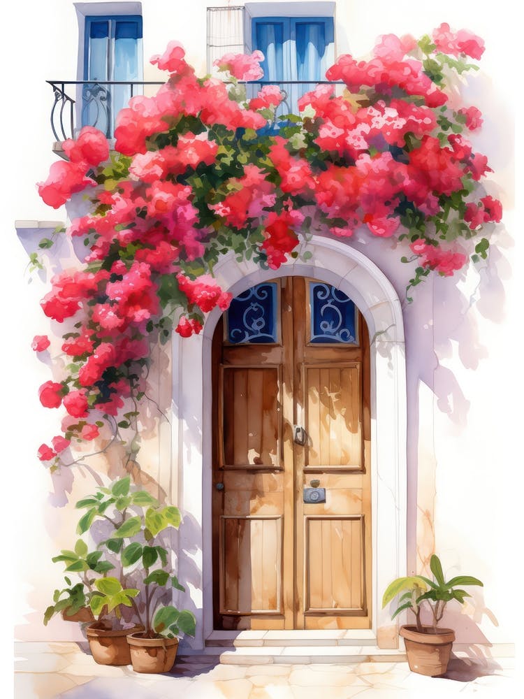 Valencia, Spain   Mediterranean Doors Watercolour Painting 3