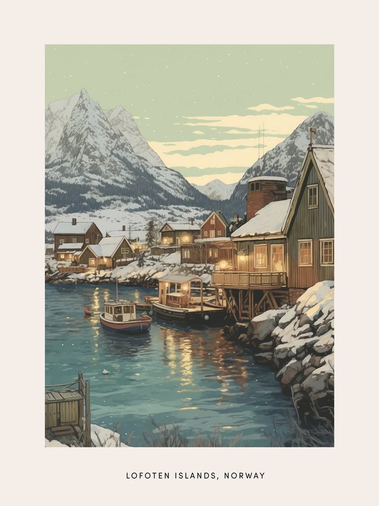Affiche Hivernale Vintage - Lofoten Islands Norway 3