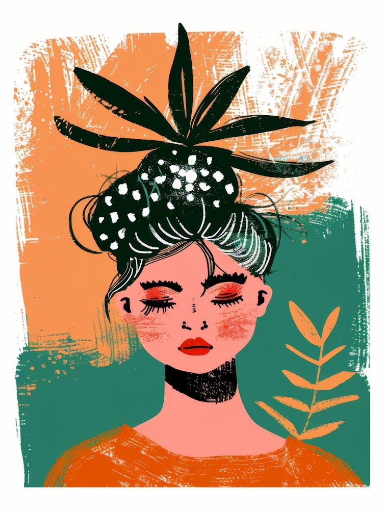 Fille Avec Plante Dans Ses Cheveux