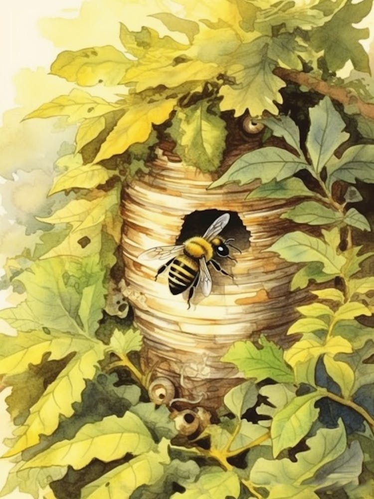 Blattschneiderbienenstock Aquarell-Illustration 3
