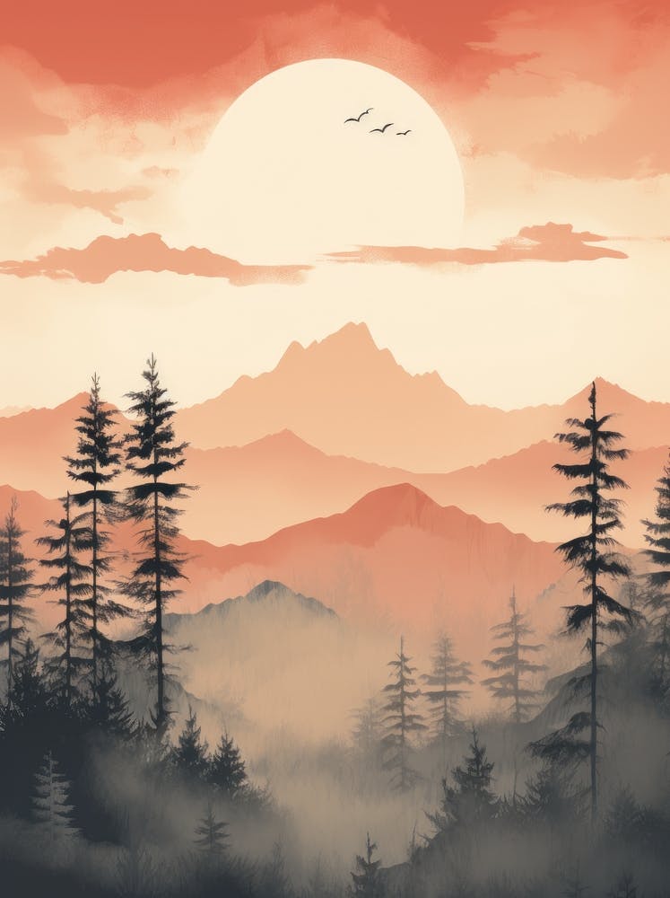Sunset Over The Mountains