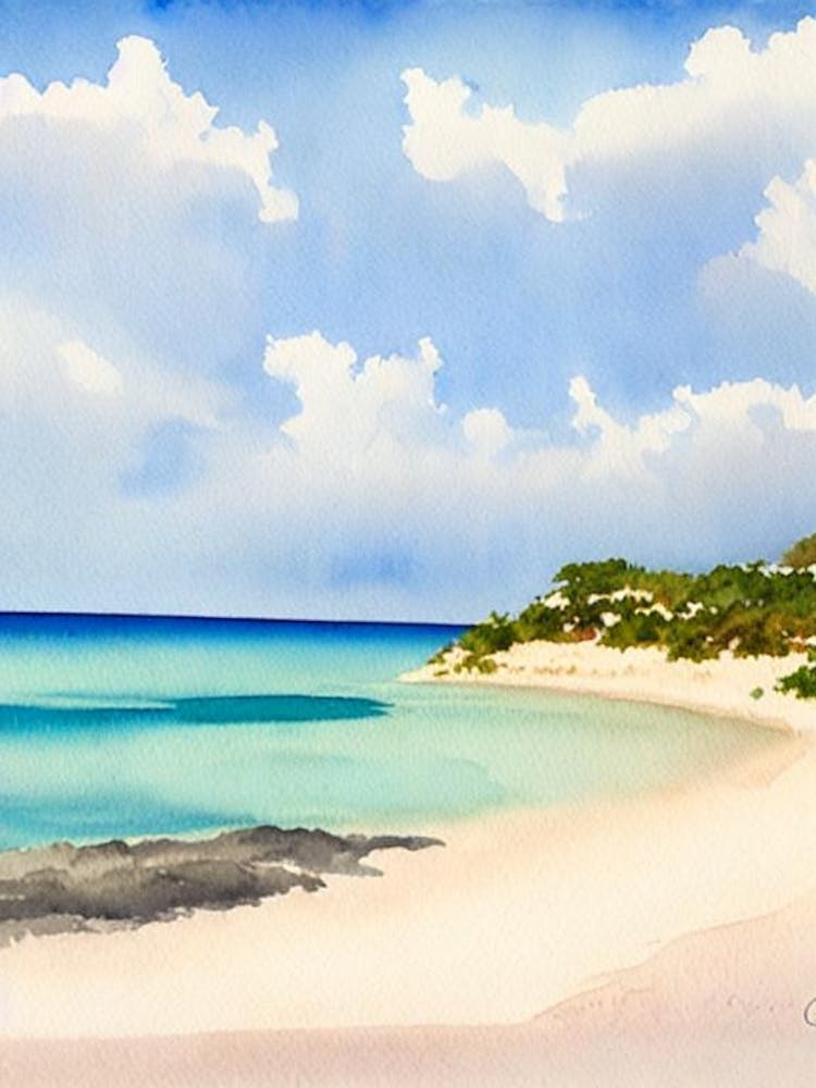 Sandy Island 3, Anguilla Aquarell