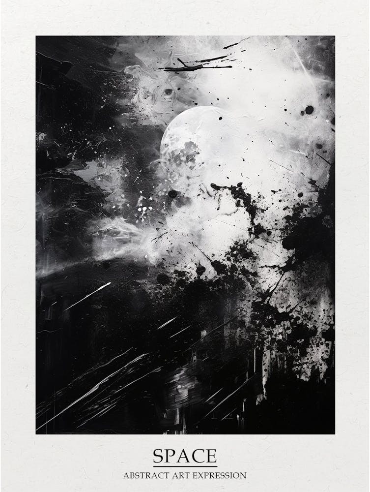 Space Abstract Black And White 5 Poster