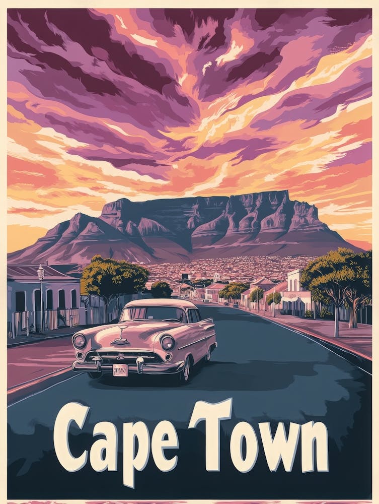 Aihrgdesign A Vintage Travel Poster Of Cape Town Featuring Th Cde277db 8e91 405d A7ed 4bd3e349b374 2