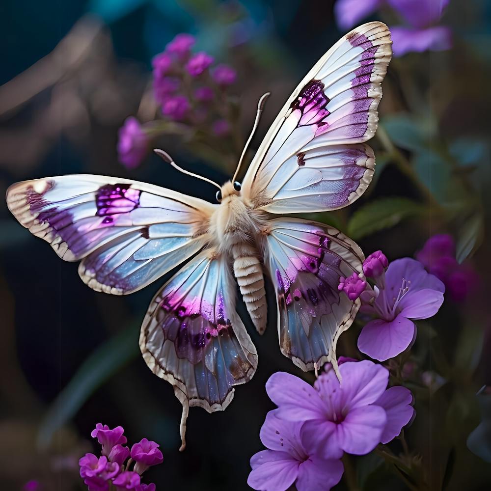 Butterfly On Purple Flowers