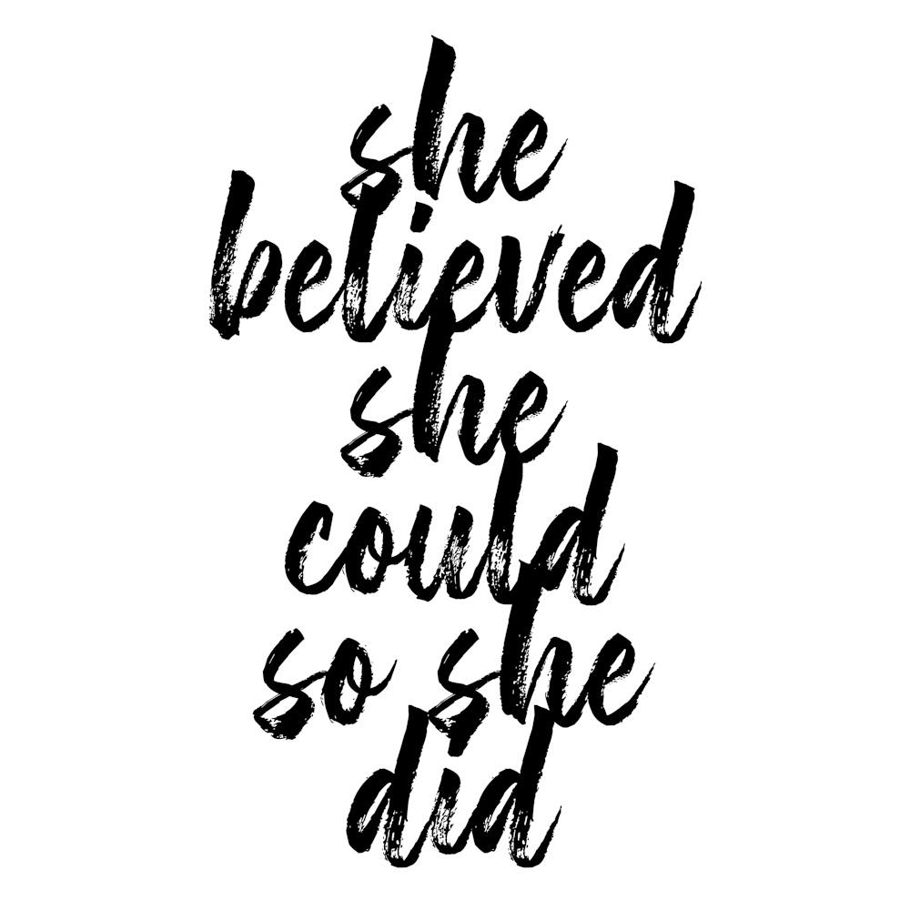 She Believed She Could So She Did Bold Script Square