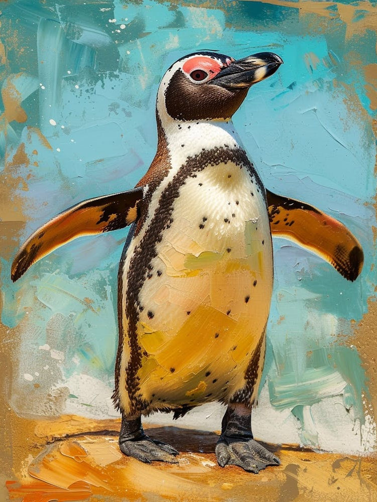 Galapagos Penguin Livingston Island Colour Block Painting 1