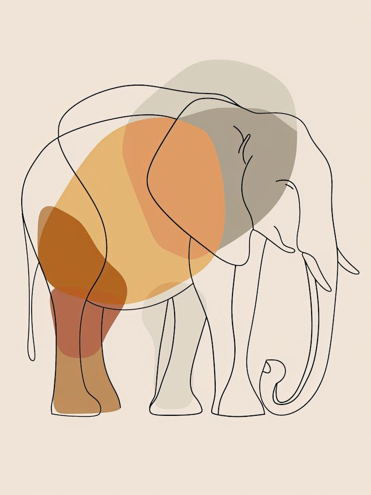 Elephant - Boho, Line Art 10