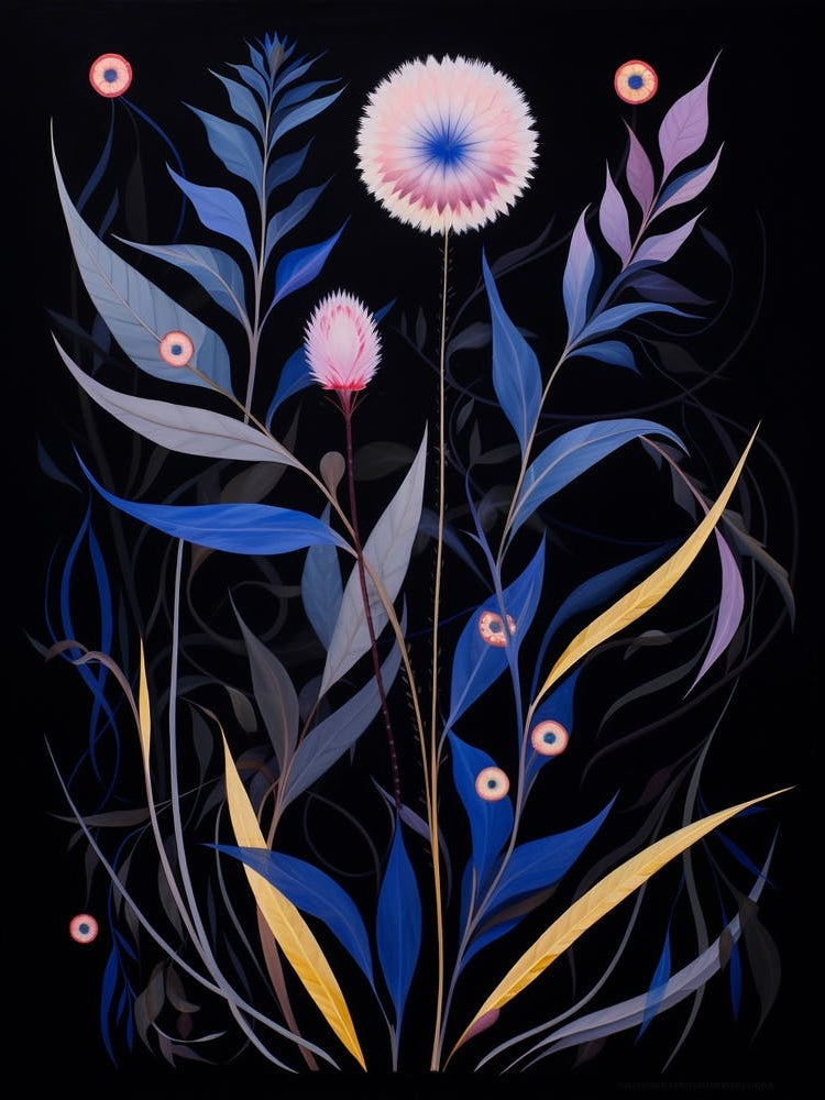 Cornflower 4 Hilma Af Klint Inspired Flower Illustration
