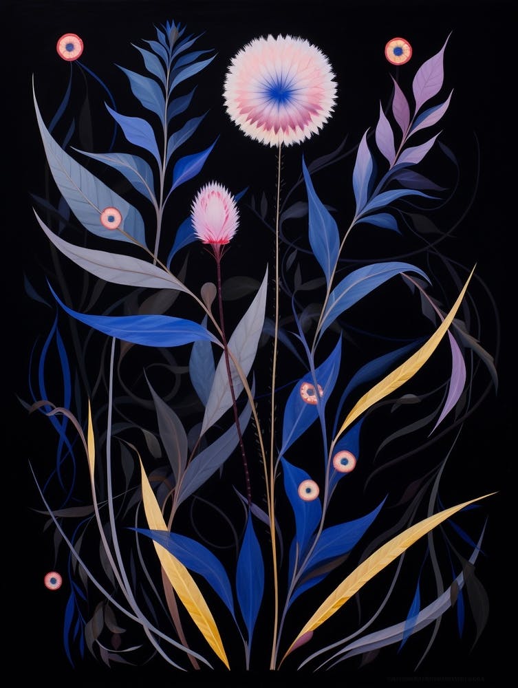 Cornflower 4 Hilma Af Klint Inspired Flower Illustration