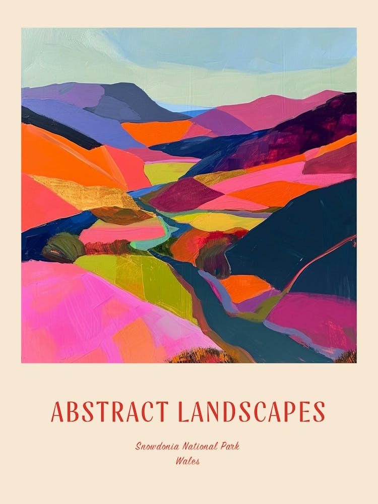 Colourful Abstract Snowdonia National Park Wales 3 Poster