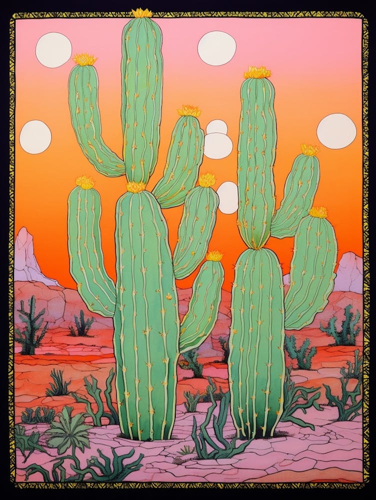 Mexican Style Cactus Illustration Moon Cactus 1