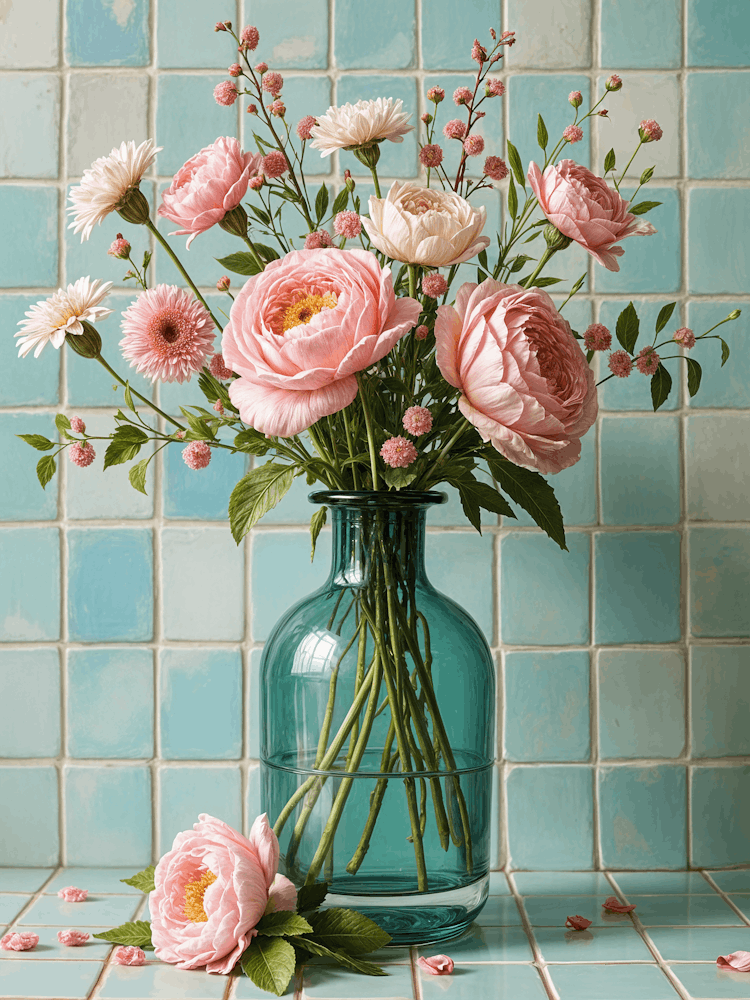 Flowers In Glass Vase no1