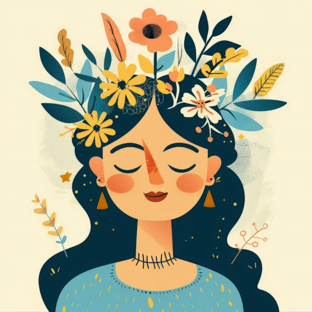 Woman With Flowers On Her Head 9