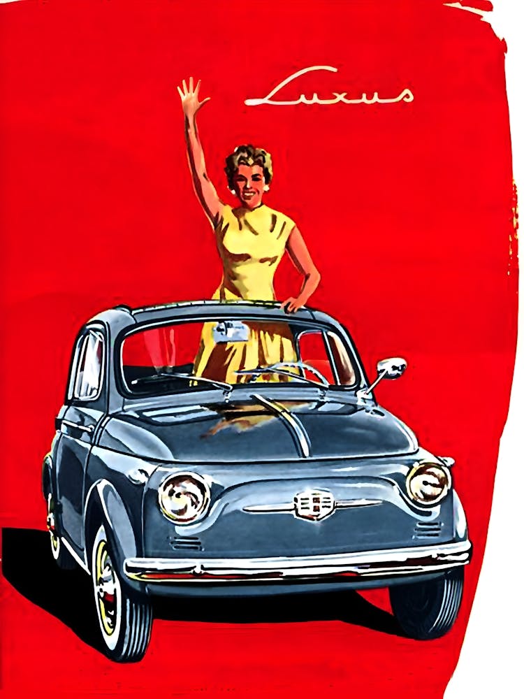 Lady From Fiat, Vintage Advertising Poster