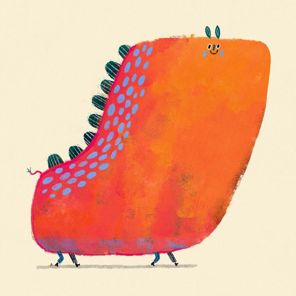 Red Dinosaur With Happy Face