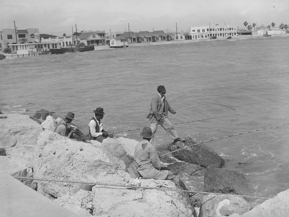 Es Fishing From Pier, Corpus Christi, Texas By Russell Lee