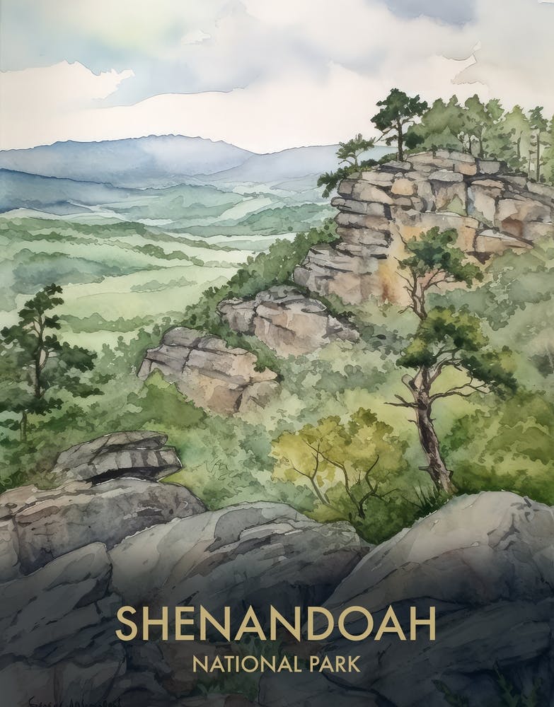 Shenandoah  National Park Watercolour Vintage Travel Poster 1