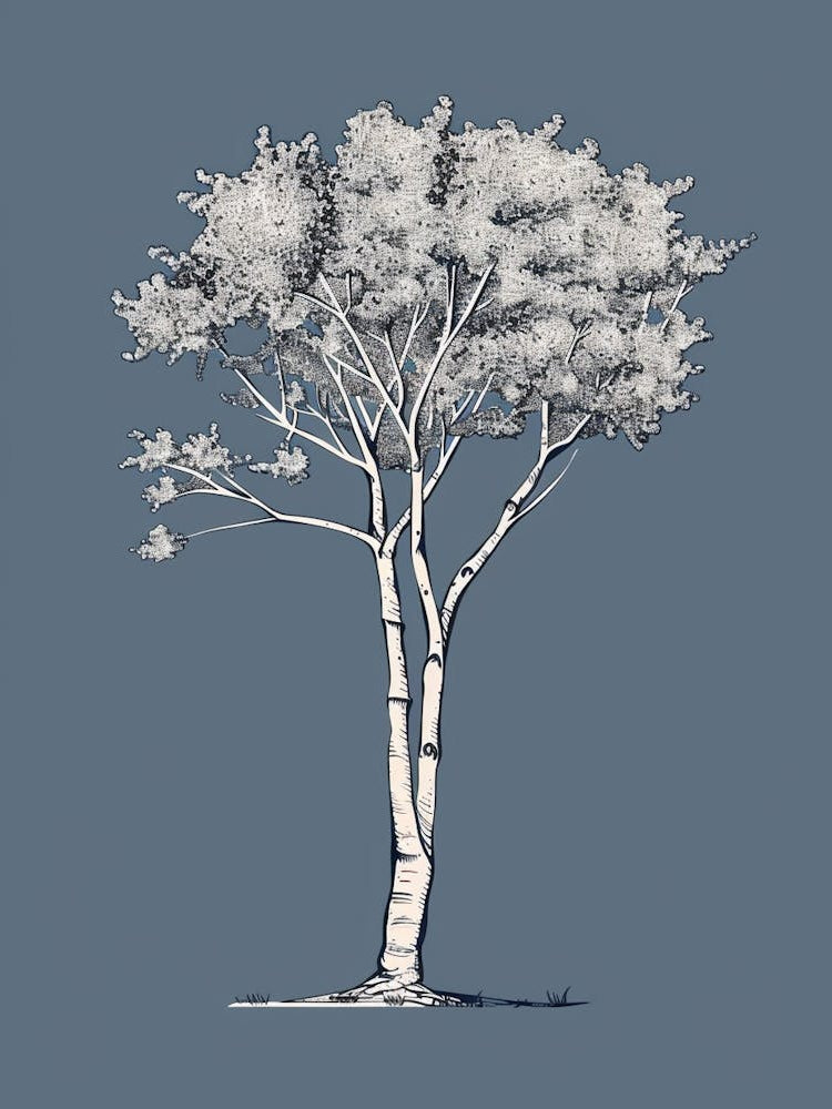 Birch Tree Minimalistic Drawing 2
