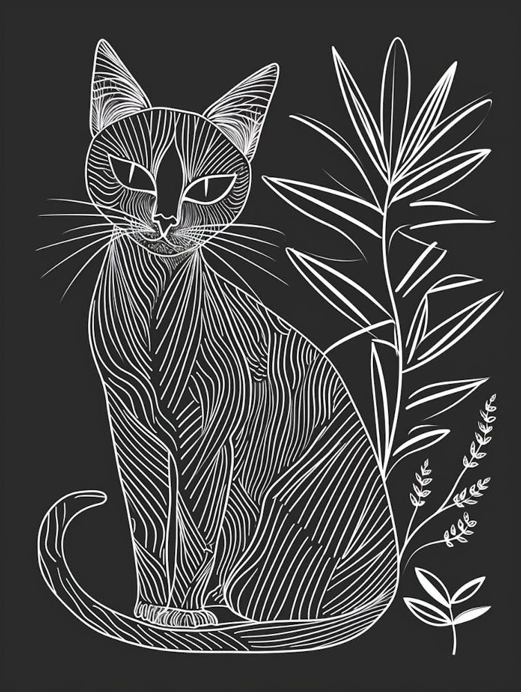 Khao Manee Cat Minimalist Illustration 1