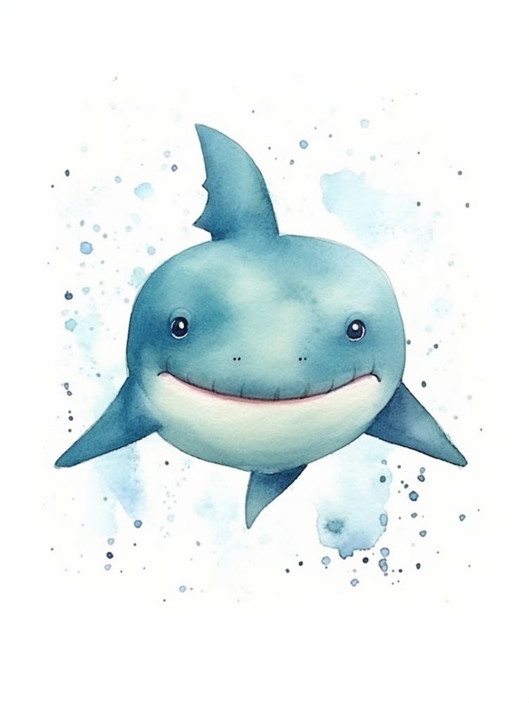 Cartoon Watercolour Nurse Shark Kids Nursery 2