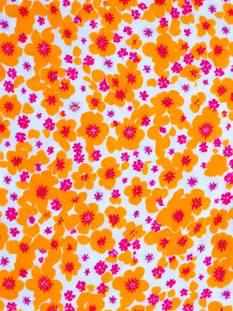 Buttercup Floral Print Retro Pattern 2 Flower